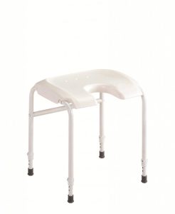 Tabouret de douche réglable avec découpe frontale pour hygiène intime