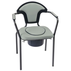 Chaise percée réglable avec seau escamotable et assise confortable