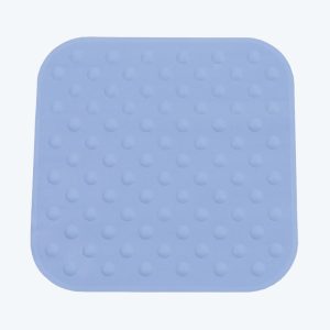 Tapis de douche carré Bleu avec surface antiglisse et ventouses