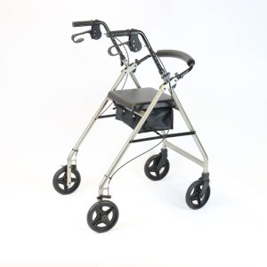 Rollator 4 roues léger haut en aluminium avec assise et sacoche