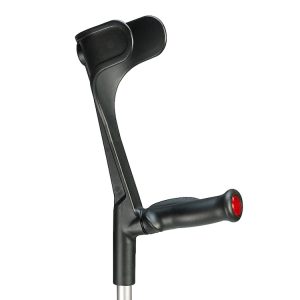 Canne anglaise anatomique souple noire, réglable en hauteur