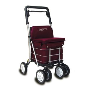 Caddie de shopping LETT-800 en version Grenat avec sac détachable