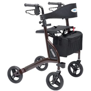 Rollator 4 roues ultra léger Medium avec assise souple et sacoche