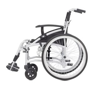 Fauteuil roulant ultra léger Vida avec accoudoirs réglables et design compact vue latérale