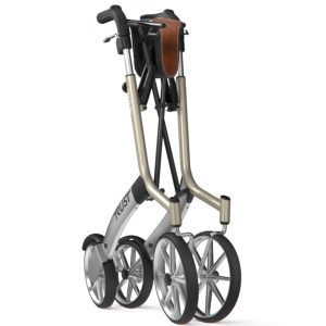 Rollator élégant Let's Go Out plié, montrant sa compacité pour le rangement