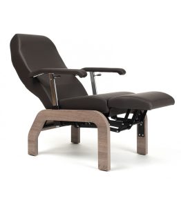 Fauteuil de repos Bretagne sans roue en bois naturel et cuir artificiel