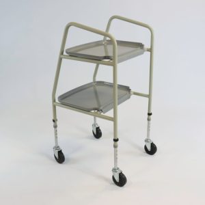 Table roulante réglable en hauteur avec deux plateaux amovibles