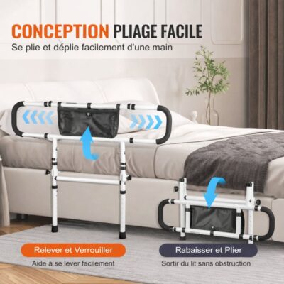 Barrière de lit amovible avec pieds